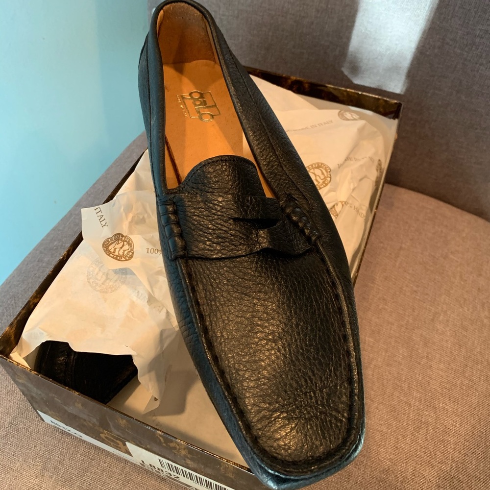 NIB Galo Black Pebbled Leather Loafer EU 42 US 11